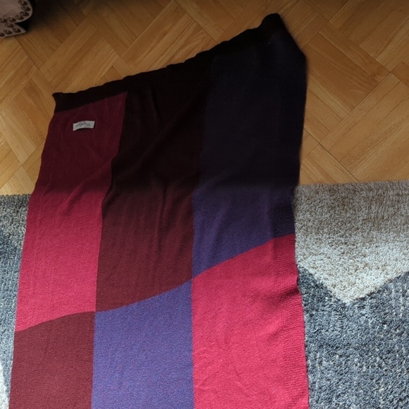 Cashmere Collection Made In Italy Color block Wide Long Scarf Oblong Luxury - Picture 8 of 8